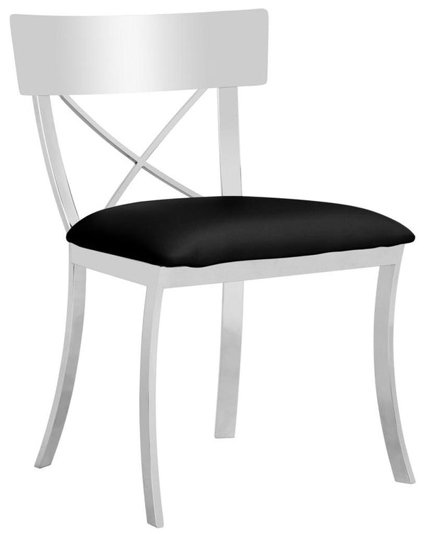 Safavieh - Set of 2 - Zoey Side Chair 19''H Black Chrome Metal Polished Stainless Steel PU FOX2036A-SET2 889048187511