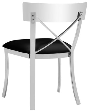 Safavieh - Set of 2 - Zoey Side Chair 19''H Black Chrome Metal Polished Stainless Steel PU FOX2036A-SET2 889048187511
