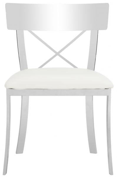 Safavieh - Set of 2 - Zoey Side Chair 19''H White Chrome Metal Polished Stainless Steel PU FOX2036B-SET2 889048187528