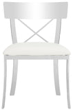Safavieh - Set of 2 - Zoey Side Chair 19''H White Chrome Metal Polished Stainless Steel PU FOX2036B-SET2 889048187528