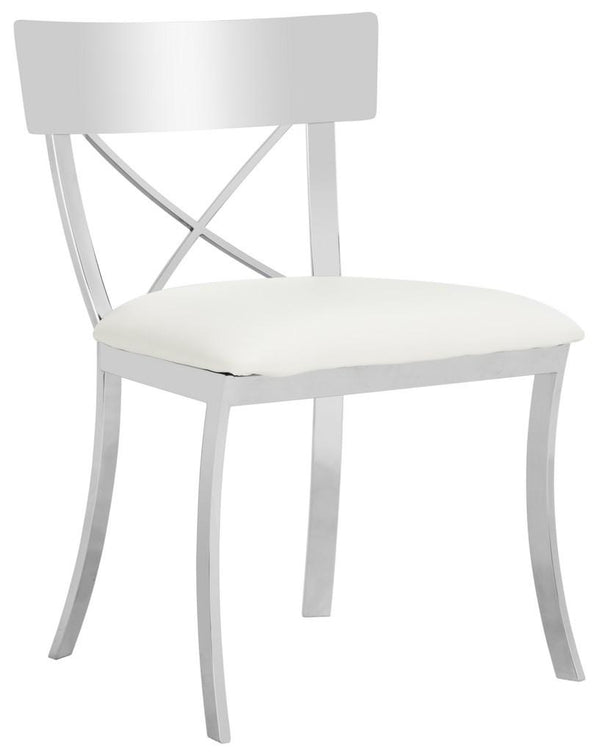 Safavieh - Set of 2 - Zoey Side Chair 19''H White Chrome Metal Polished Stainless Steel PU FOX2036B-SET2 889048187528