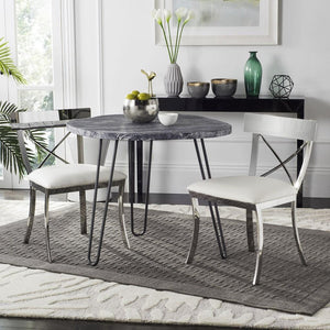 Safavieh - Set of 2 - Zoey Side Chair 19''H White Chrome Metal Polished Stainless Steel PU FOX2036B-SET2 889048187528