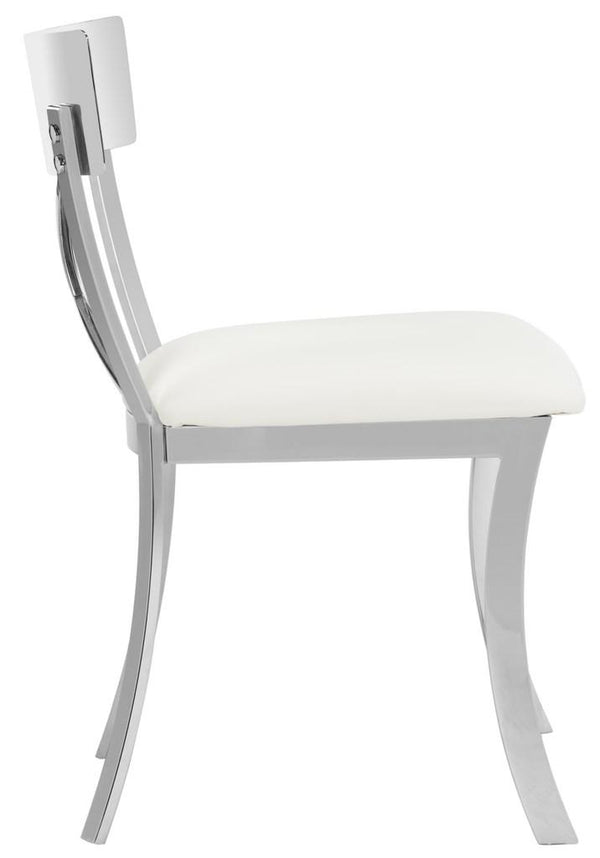Safavieh - Set of 2 - Zoey Side Chair 19''H White Chrome Metal Polished Stainless Steel PU FOX2036B-SET2 889048187528