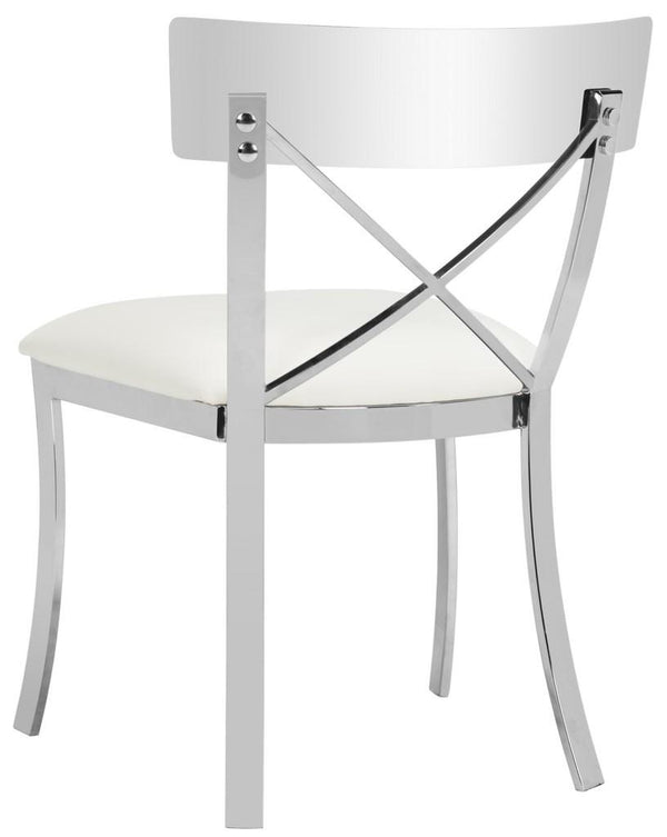 Safavieh - Set of 2 - Zoey Side Chair 19''H White Chrome Metal Polished Stainless Steel PU FOX2036B-SET2 889048187528