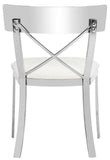 Safavieh - Set of 2 - Zoey Side Chair 19''H White Chrome Metal Polished Stainless Steel PU FOX2036B-SET2 889048187528