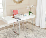 Safavieh Berkley Desk White Chrome Wood MDF Iron FOX2200A 683726491811