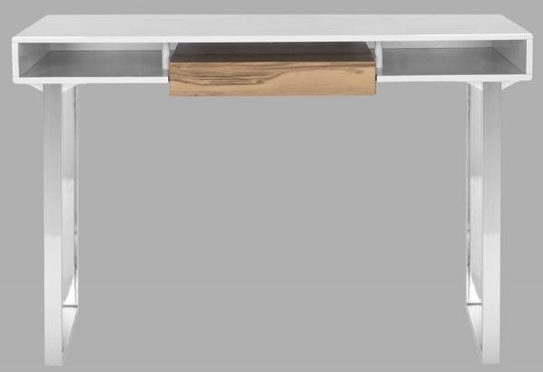Safavieh Metropolitan Computer Desk Natural White Chrome Wood MDF Iron FOX2203A 683726491897