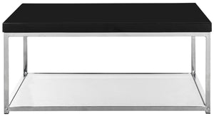 Safavieh Malone Coffee Table Chrome High Gloss Black Wood MDF Iron FOX2214B 889048187764