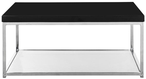 Safavieh Malone Coffee Table Chrome High Gloss Black Wood MDF Iron FOX2214B 889048187764