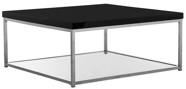 Safavieh Malone Coffee Table Chrome High Gloss Black Wood MDF Iron FOX2214B 889048187764