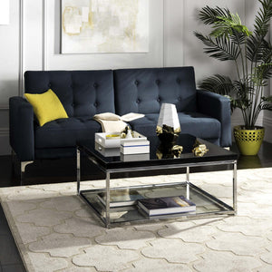 Safavieh Malone Coffee Table Chrome High Gloss Black Wood MDF Iron FOX2214B 889048187764