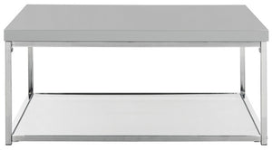 Safavieh Malone Coffee Table Chrome High Gloss Grey Wood MDF Iron FOX2214C 889048187771