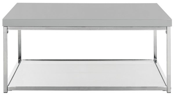 Safavieh Malone Coffee Table Chrome High Gloss Grey Wood MDF Iron FOX2214C 889048187771
