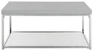 Safavieh Malone Coffee Table Chrome High Gloss Grey Wood MDF Iron FOX2214C 889048187771
