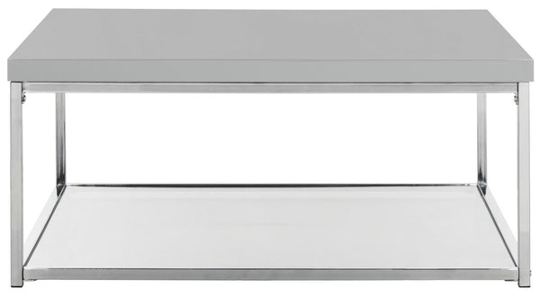Safavieh Malone Coffee Table Chrome High Gloss Grey Wood MDF Iron FOX2214C 889048187771