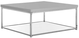 Safavieh Malone Coffee Table Chrome High Gloss Grey Wood MDF Iron FOX2214C 889048187771