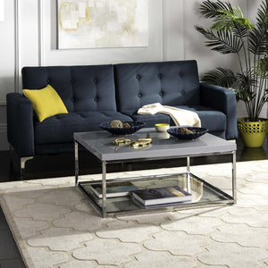Safavieh Malone Coffee Table Chrome High Gloss Grey Wood MDF Iron FOX2214C 889048187771