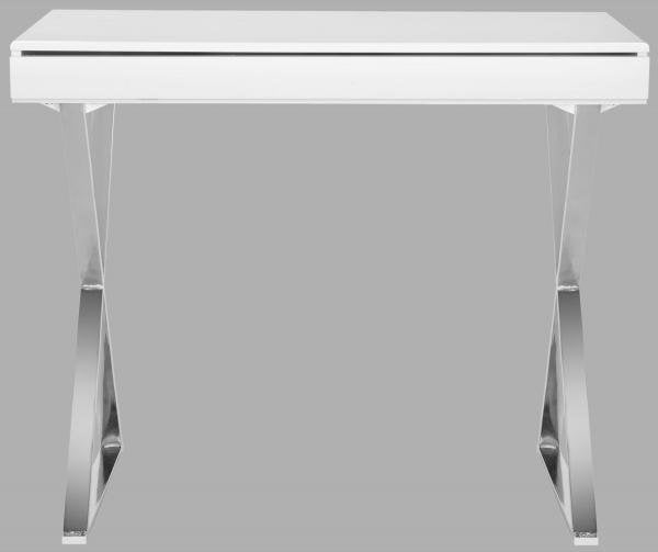 Safavieh Gordon Desk White Chrome Wood MDF Iron FOX2217A 683726492122