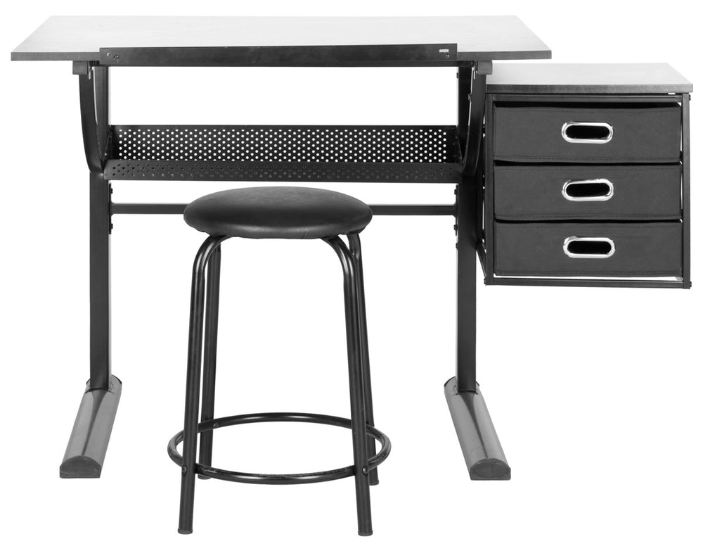 Safavieh Harvard Writing Desk Black White Wood MDF Iron FOX2218A 683726492139