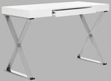 Safavieh Paley Desk 47''W One Drawer White Chrome Wood MDF Iron FOX2223A 889048199927