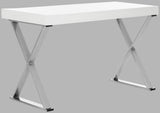 Safavieh Paley Desk 47''W One Drawer White Chrome Wood MDF Iron FOX2223A 889048199927