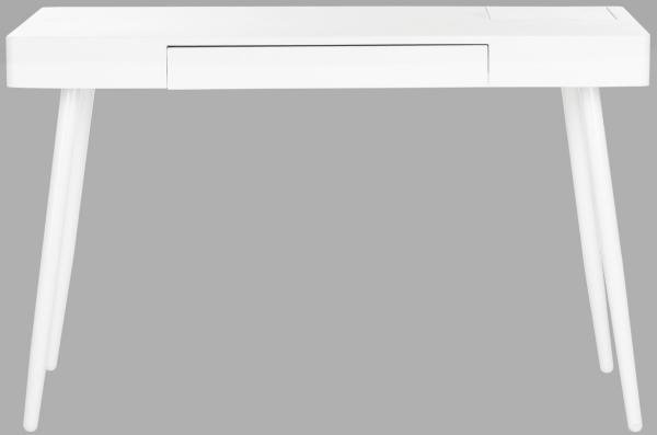 Safavieh Fadri Desk Mid Century Scandinavian One Drawer White Wood MDF Iron FOX2227A 889048199965