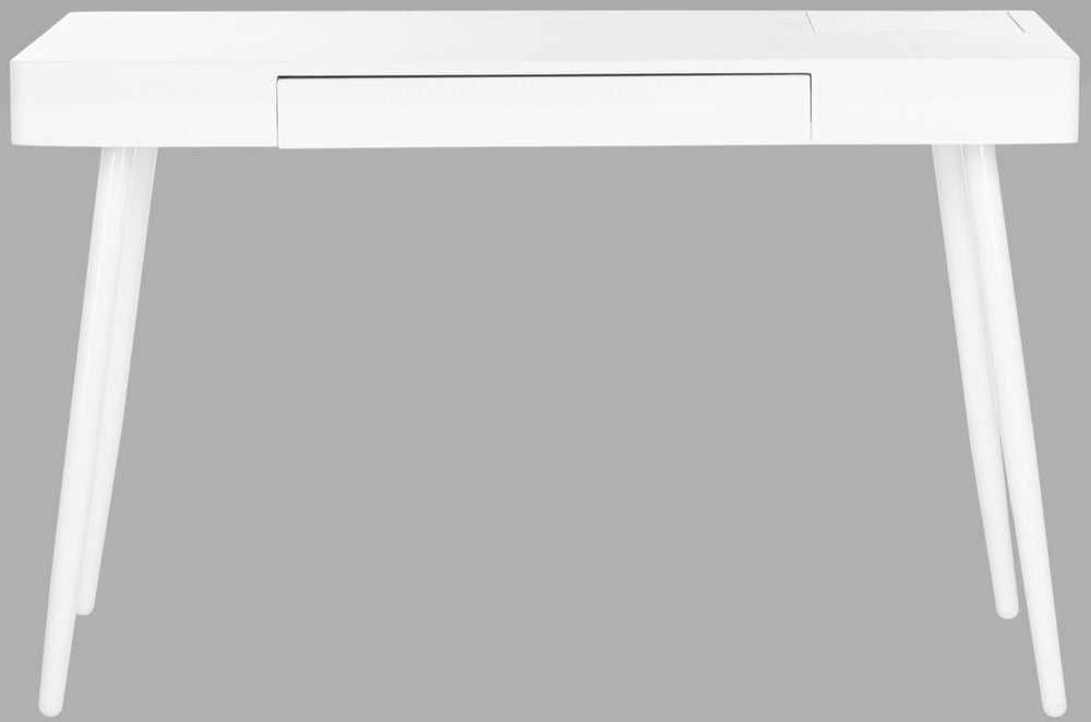 Safavieh Fadri Desk Mid Century Scandinavian One Drawer White Wood MDF Iron FOX2227A 889048199965