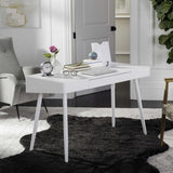 Safavieh Fadri Desk Mid Century Scandinavian One Drawer White Wood MDF Iron FOX2227A 889048199965