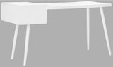 Safavieh Ferli Desk Mid Century Scandinavian Two Drawer White Wood MDF Iron FOX2228A 889048199972