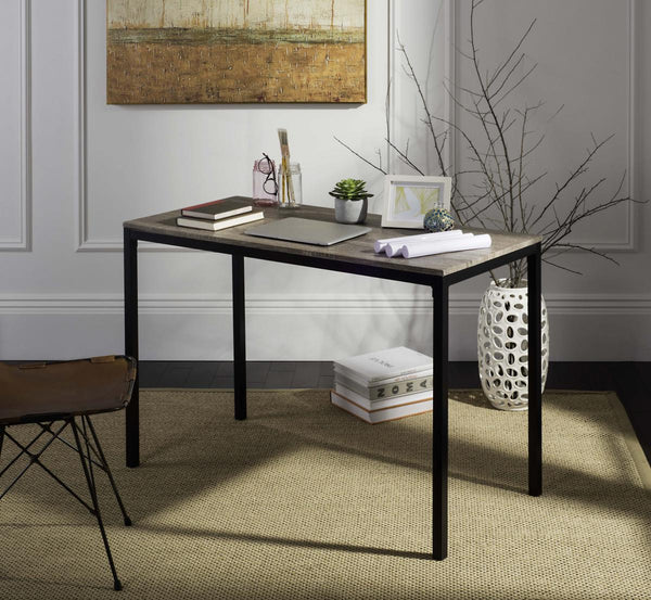 Safavieh Janison Writing Desk 47" Grey Black Wood MDF Iron FOX2230A 889048200111