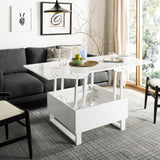 Safavieh Vanna Coffee Table Lift Top White Wood MDF Iron FOX2233A 889048299948