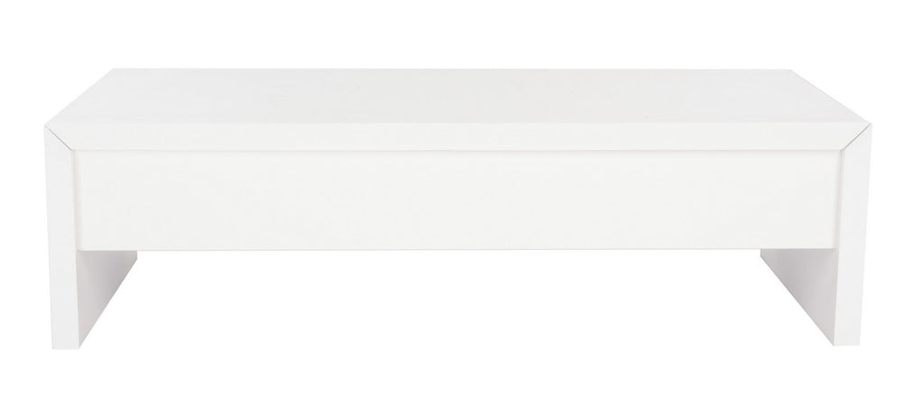 Safavieh Kinsley Coffee Table Lift Top White Chrome Wood MDF Iron FOX2234A 889048299962