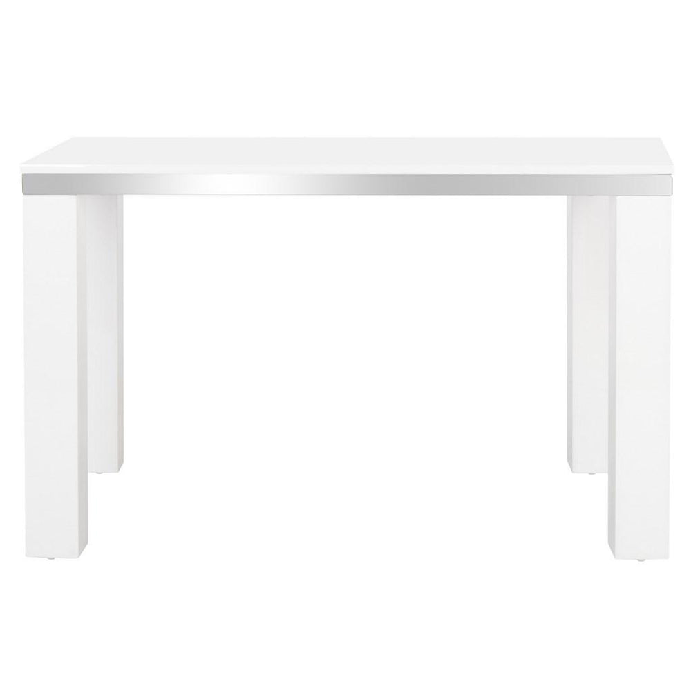 Safavieh Enos Desk Modern White Chrome Wood MDF Iron FOX2236A 889048299986