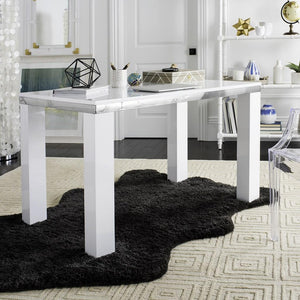 Safavieh Enos Desk Modern White Chrome Wood MDF Iron FOX2236A 889048299986