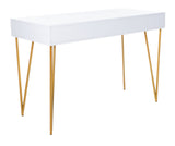 Safavieh Pine Two Drawer Desk in White and Gold FOX2238C 889048695597