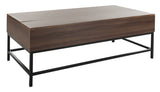 Safavieh Gina Coffee Table Contemporary Lift Top Dark Oak Black Wood PVC MDF Metal Tube FOX2239A 889048431904