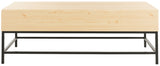 Safavieh Gina Coffee Table Contemporary Lift Top Light Oak Wood PVC MDF Metal Tube FOX2239B 889048431911