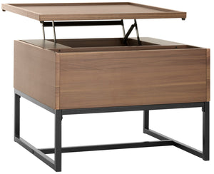 Safavieh Kristie Coffee Table Contemporary Lift Top Dark Oak Black Wood PVC MDF Metal Tube FOX2240A 889048431928