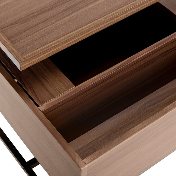 Safavieh Kristie Coffee Table Contemporary Lift Top Dark Oak Black Wood PVC MDF Metal Tube FOX2240A 889048431928