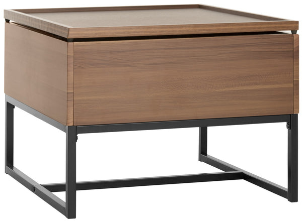 Safavieh Kristie Coffee Table Contemporary Lift Top Dark Oak Black Wood PVC MDF Metal Tube FOX2240A 889048431928