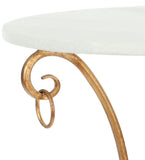Safavieh Tamara Accent Table Ringed Round Top White Gold Metal Lacquer Coating Iron FOX2500A 683726458210