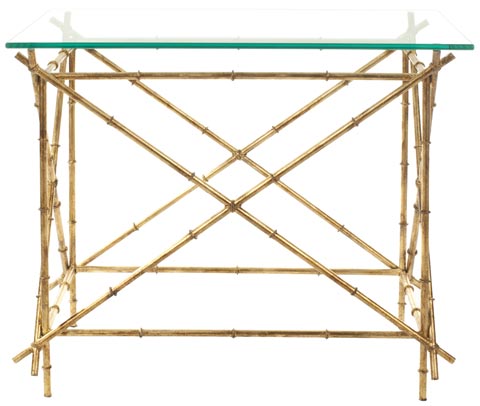 Safavieh Mark Accent Table Crisscrossed Gold Clear Metal Lacquer Coating Iron FOX2511A 683726463276