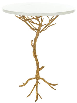 Safavieh Carolyn Accent Table Rooted White Gold Metal Lacquer Coating Iron FOX2512A 683726463283