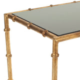 Safavieh Chandler Accent Table Cross Base Black Gold Metal Lacquer Coating Iron FOX2513A 683726463306