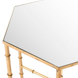 Safavieh Kerri Accent Table Mirror Top Gold Metal Lacquer Coating Iron FOX2517A 683726436881