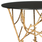 Safavieh Tara Accent Table Branched Glass Top Gold Black Metal Lacquer Coating Iron FOX2520B 683726436997