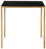 Safavieh Kiley Accent Table Mirror Top Gold Black Metal Lacquer Coating Iron FOX2525B 683726437161