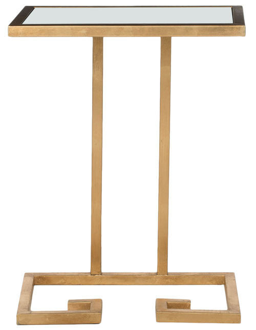 Safavieh Murphy Accent Table Gold White Metal Lacquer Coating Iron FOX2529A 683726437307