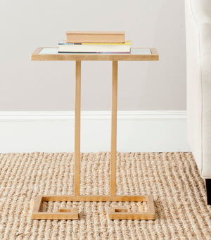 Safavieh Murphy Accent Table Gold White Metal Lacquer Coating Iron FOX2529A 683726437307