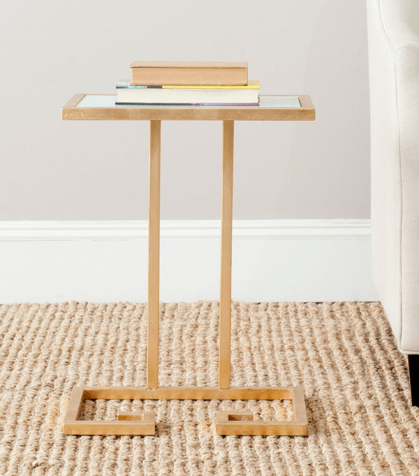 Safavieh Murphy Accent Table Gold White Metal Lacquer Coating Iron FOX2529A 683726437307